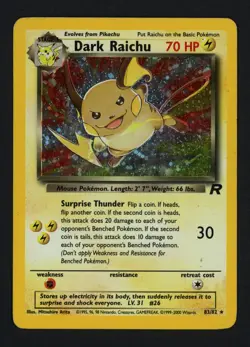 Dark Raichu 83/82 Team Rocket Unlimited Holofoil Secret Rare Pokemon TCG - Image 1
