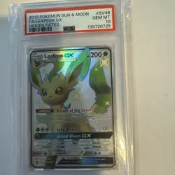 PSA 10 2019 Pokemon S & M Hidden Fates #SV46 Leafeon Gx FA GEM MINT - Image 2
