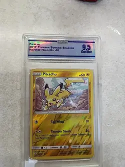 Pikachu 2017 Pokemon Burning Shadows Reverse Holi No. 40 9.5 Gem Mint - Image 1
