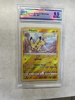 Pikachu 2017 Pokemon Burning Shadows Reverse Holi No. 40 9.5 Gem Mint - Image 3