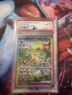 2024 POKEMON JPN SV8A-TERASTAL FEST EX SPECIAL ART RARE #200 LEAFEON EX PSA 10 - Image 1