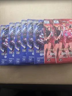 One Piece TCG Sleeved Booster Pack Lot 12 Sealed OP-14 Azure Sea EB-03 Heroines - Image 1