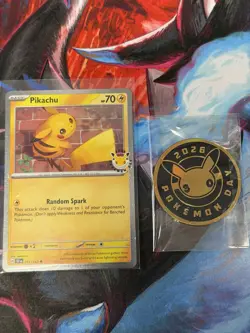 Pikachu (Pokemon Day 2026) 051/162 Promo Card and Coin - Image 1