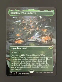 Borderless Foil Boseiju, Who Endures 412 MTG Kamigawa Neon Dynasty NM - Image 1