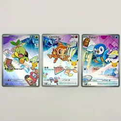 Pokemon First Partner Illustration Collection Turtwig Chimchar Piplup Promo Set - Image 1