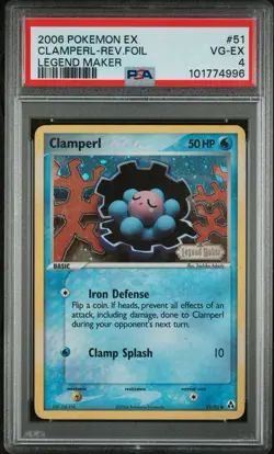 Clamperl 51/92 Reverse Holo from Pokemon EX Legend Maker PSA 4 - Image 1