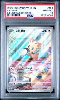 2025 POKEMON WHT EN-WHITE FLARE ILLUSTRATION RARE #154 LILLIPUP PSA 10 - Image 1