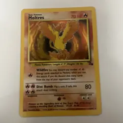 Pokemon TCG Moltres 12/62 Fossil Holo Rare Unlimited English 1999 - Image 1