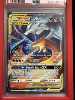 POKEMON SUN&MOON UNBROKEN BNDS #20 RESHIRM. & CHARIZARD GX PSA 10 Guard Included - Image 3