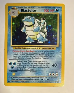 Blastoise 2/102 Pokemon 1999 Base Set Unlimited WOTC Holo Rare VLP - Image 3