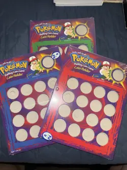 Vintage 1999 POKEMON Battling Coin Game Coin Holder 3pk Hasbro NEW Sealed R G B - Image 1
