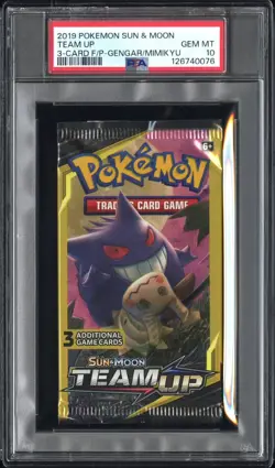 2019 POKEMON SUN AND MOON TEAM UP FOIL 3 PACK GENGAR MIMIKYU PSA 10 - Image 1