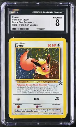 CGC 8 Eevee 2000 Black Star Promos #11 Pokemon League Holo Pokemon - Image 1