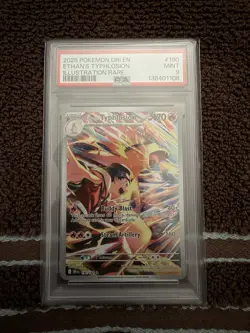 2025 POKEMON DRI EN-DESTINED RIVALS ILLUSTRATION RARE ETHAN'S TYPHLOSION PSA 9 - Image 1