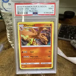 Pokemon TCG Charizard Holo Rare Card 5/18 SM Detective Pikachu PSA 9 Mint - Image 1