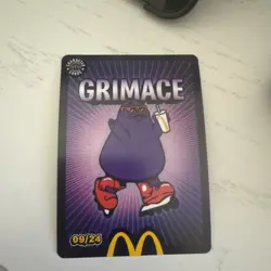 Grimace 09/24 Mcdonalds Trading Cards 2026 UnRedeemed trading card - free drink - Image 1
