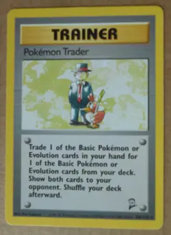 Pokemon Trader 106/130 Rare Non-Holo Base 2 Set Pokemon Trainer Card LP - Image 1