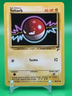 Voltorb (98/130) ~ Base Set 2 Vintage 2000 -WotC- Pokemon TCG Card LP F5 - Image 1
