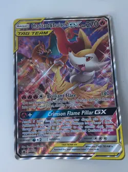 Pokemon TCG Charizard & Braixen GX Tag Team Black Star Promo SM230 jumbo card - Image 1
