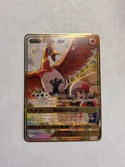 HO-OH GX Gold Metal High Quality Fan Art Card 10000HP M/NM Gift Collectible - Image 1