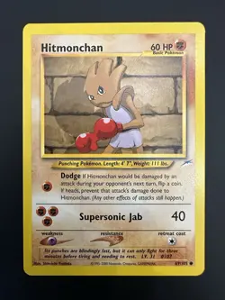 Hitmonchan 69/105 Neo Destiny Rare Unlimited WOTC Pokemon TCG LP - Image 1