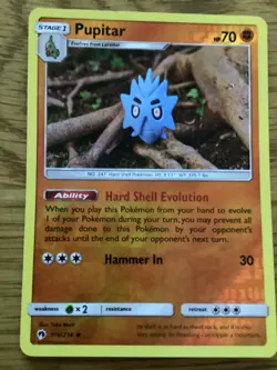 Pupitar Pokemon Card 116/214 Reverse Holo- Used -Sun & Moon-Lost Thunder - Image 1