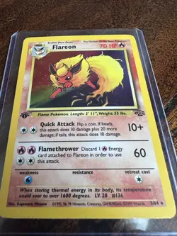 Flareon 3/64 Rare Jungle Holo 1st Edition Pokemon Holographic - Image 3