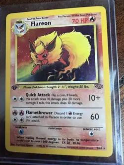 Flareon 3/64 Rare Jungle Holo 1st Edition Pokemon Holographic - Image 5