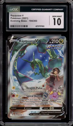 Pokemon Rayquaza V Evolving Skies Full Alt Art #194 CGC 10 Gem Mint - Image 1