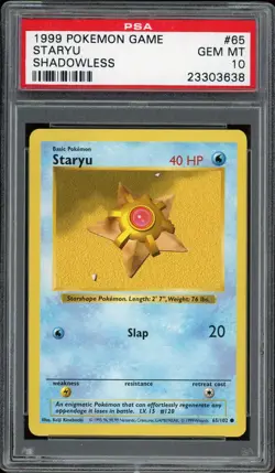 1999 Pokemon Game STARYU #65 Shadowless Base Set PSA 10 Gem Mint - Image 1