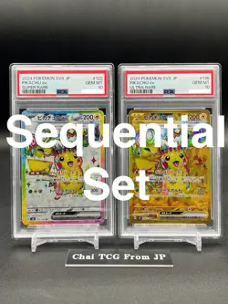 PSA 10 Sequential Set Pikachu ex SR UR Super Electric Breaker sv8 Japanese - Image 1