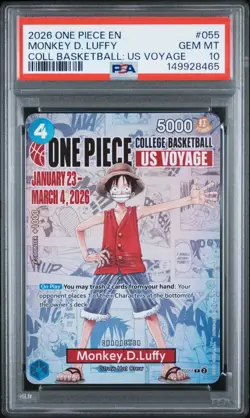 2026 ONE PIECE PROMOS COLLEGE BASKETBALL US VOYAGE MONKEY D. LUFFY PSA 10 - Image 1