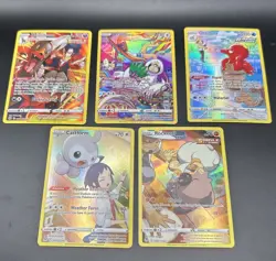 Set Of 5 Full Art Holo Trainer Pokemon Cards NM Houndoom Rockruff Castform - Image 1