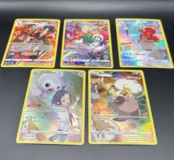 Set Of 5 Full Art Holo Trainer Pokemon Cards NM Houndoom Rockruff Castform - Image 2