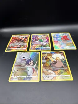 Set Of 5 Full Art Holo Trainer Pokemon Cards NM Houndoom Rockruff Castform - Image 3