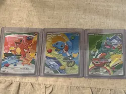 Charmander,squire,and bulbasaur first partner illustration card set - Image 1