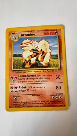 Arcanine 23/102 - Uncommon 1999 Italian Base Set Pokemon Card - Damaged - Image 1