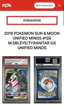 Mega Sableye & Tyranitar GX 126/236 Sm-Unified Minds Holo PSA 10 Pokemon - Image 3