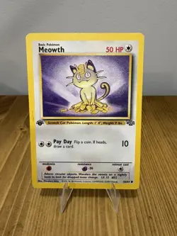 Meowth 56/64 Jungle Regular 1st Edition Pokemon WOTC LP - Image 1