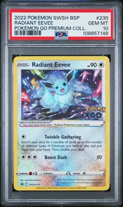 2022 Pokemon Swsh Black Star Promo Radiant Eevee Pokemon Go Premium PSA 10 #230 - Image 1