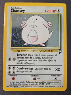 Pokemon Chansey 3/130 WotC Base Set 2 Holo Rare MP See Pictures - Image 1