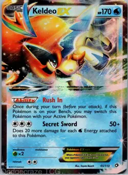 Keldeo EX 45/113 Holo Rare EX Legendary Treasures Pokemon LP - Image 1