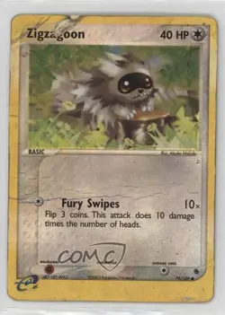 Zigzagoon Reverse Foil Pokemon EX Ruby & Sapphire #79 2003 - Image 1