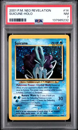 2001 POKEMON NEO REVELATION #14 SUICUNE-HOLO PSA 7 - Image 1