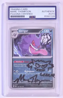 GENGAR • SIGNED & SKETCH MARC THOMPSON • PSA • Pokemon Paldean Fates - 057/091 - Image 1