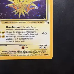 Pokemon Vintage Holo Zapdos 15/62 Fossil Corrected Unlimited Wotc 1999 - Image 4