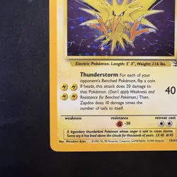 Pokemon Vintage Holo Zapdos 15/62 Fossil Corrected Unlimited Wotc 1999 - Image 5