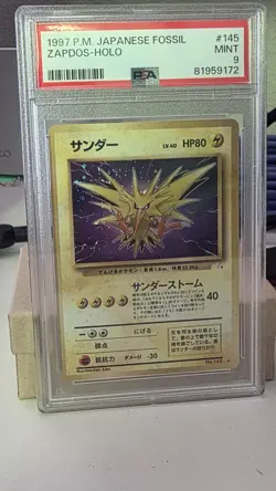 1997 Pokemon Japanese Fossil Zapdos Holo PSA 9 Mint #145 Vintage WOTC Clean - Image 1
