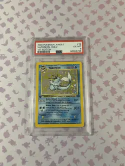 1999 Pokemon Jungle Vaporeon 1st Edition Holo Rare #12 PSA 6 (REGRADEU) - Image 1