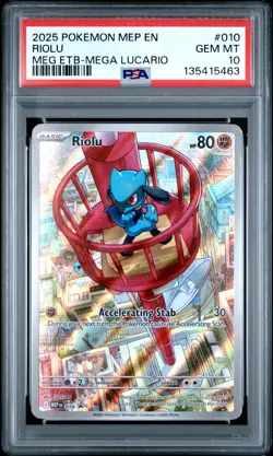 2025 POKEMON MEP EN-ME BLACK STAR PROMO #010 RIOLU PSA 10 - Image 1